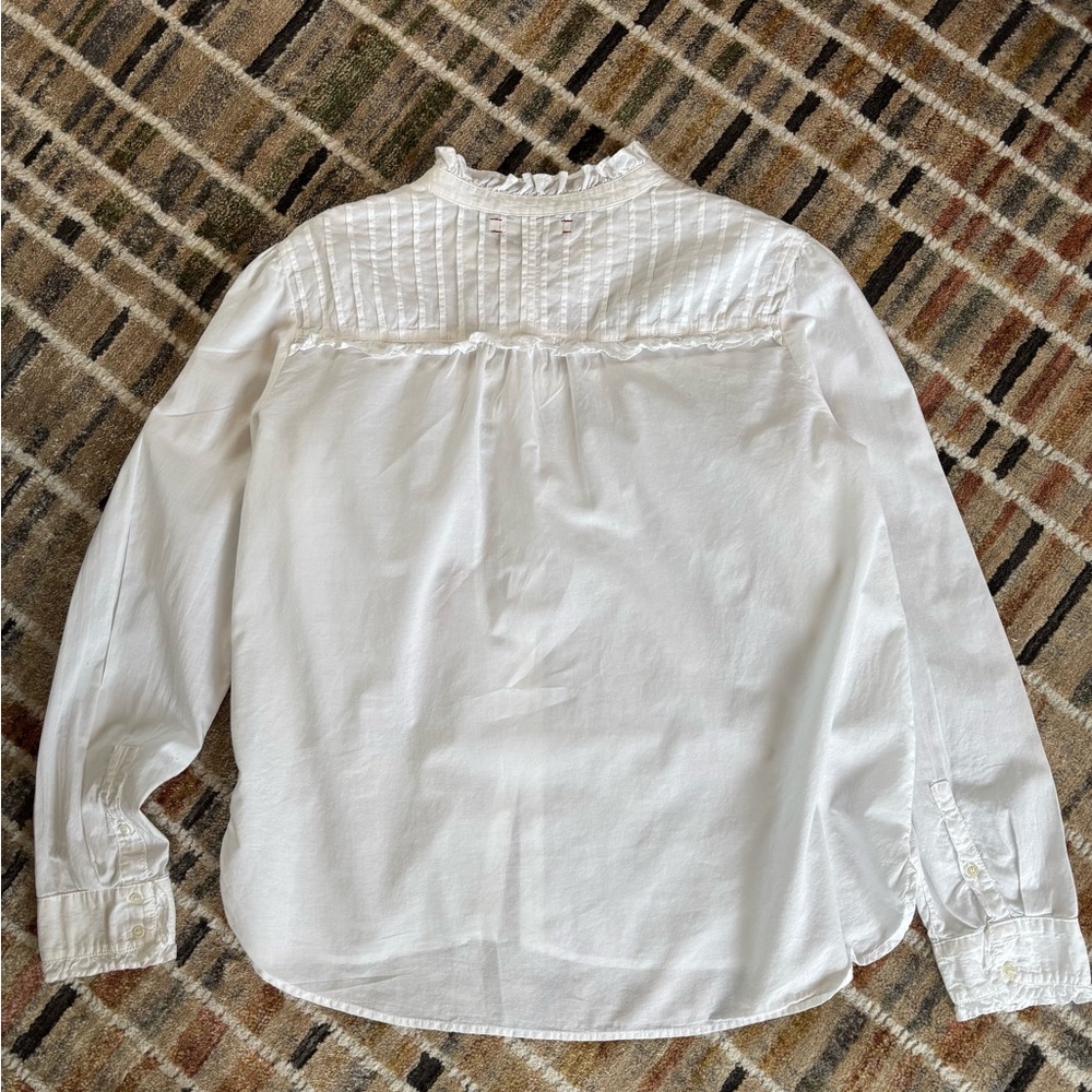 Xirena Cotton Button Down With Yoke Front/Back Details And Ruffles Size M - Picture 2 of 4